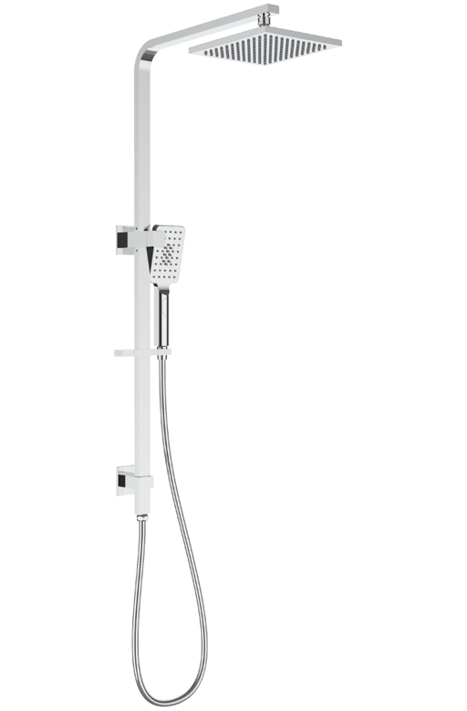 200mm New Eden Square Multi-function Shower Set Chrome/Matt Black - HD reno