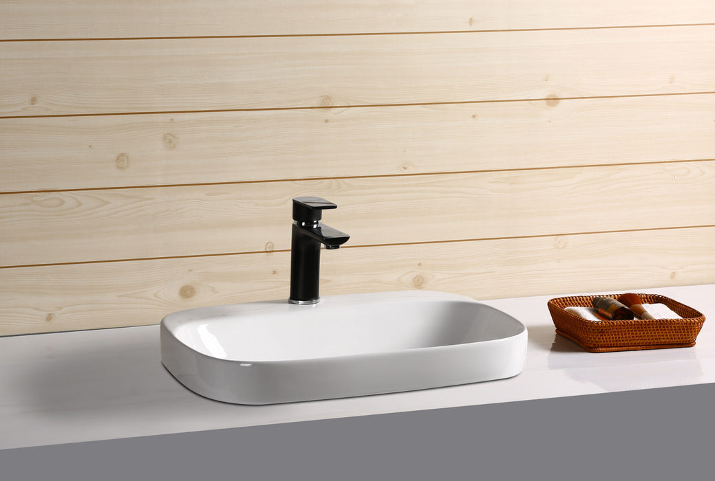 500*420*155mm Rectangle Gloss White Ceramic Above Counter/Drop In Basin