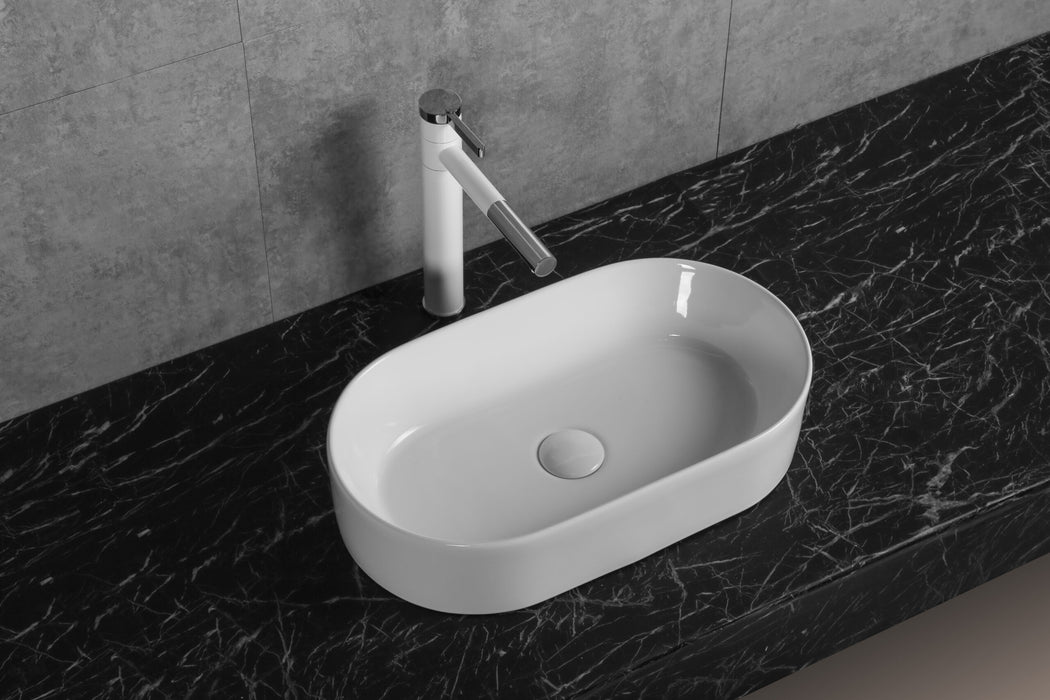 530*300*115mm Oval Gloss White/Matte White Ceramic Above Counter Basin