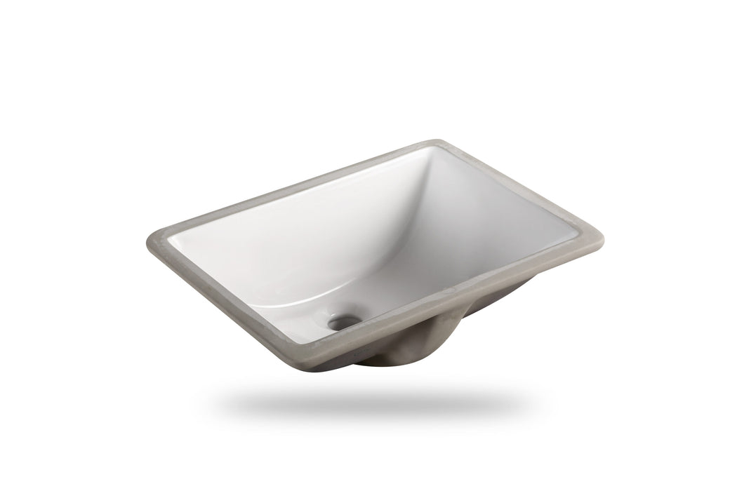 475*355*230mm Rectangle Gloss White Ceramic Undermount Basin