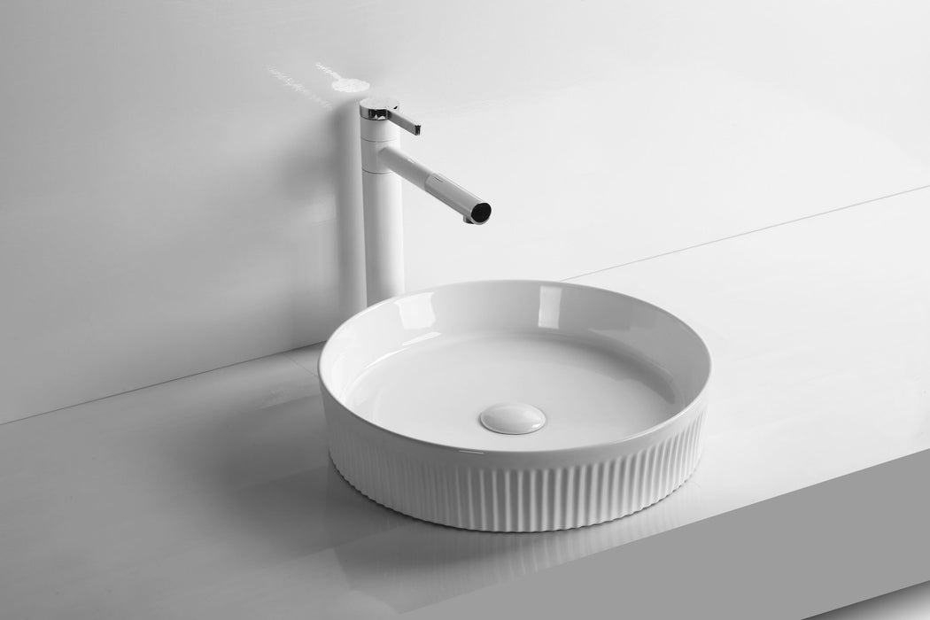 405*405*100mm Round Gloss White/Matt White/Matt Black Ceramic Above Counter Basin