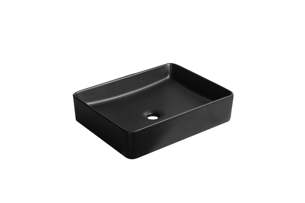 480*370*110mm Square Matte White/Matte Black Ceramic Above Counter Basin