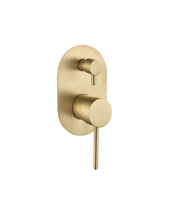 HC Ideal Brushed Gold Round Wall Mixer With Diverter