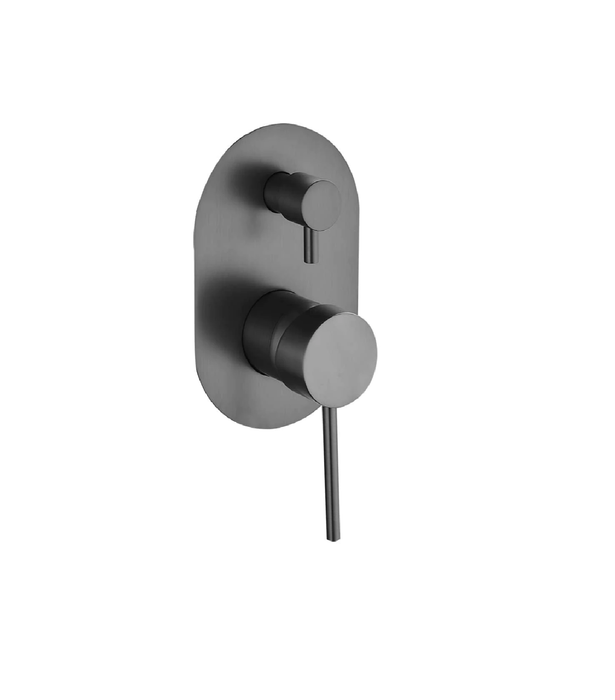 HC Ideal Brushed Gun Metal Round Wall Mixer With Diverter