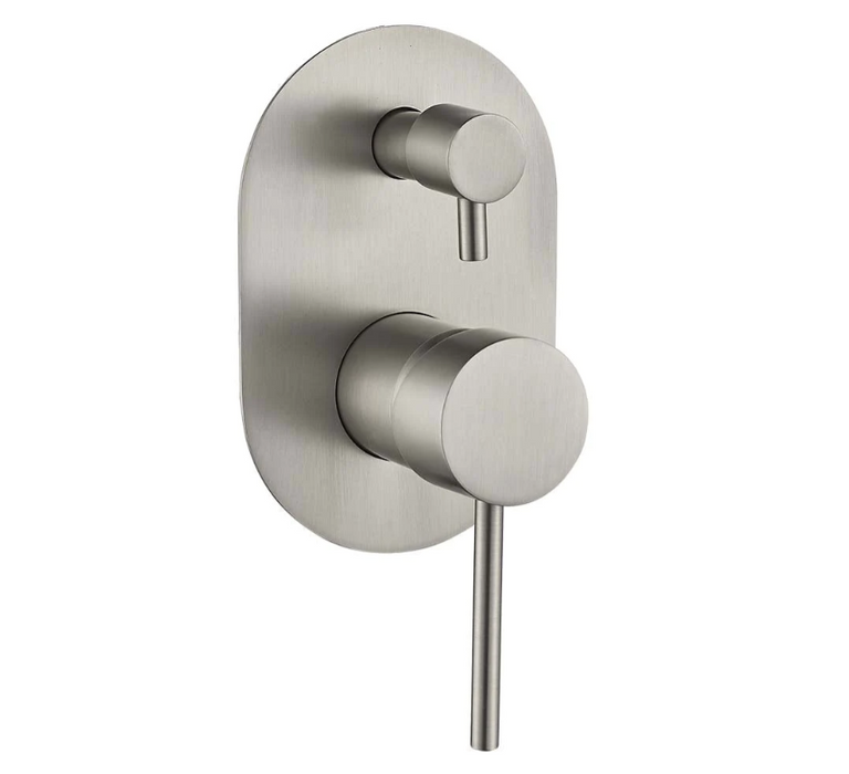 HC Ideal Brushed Nickel Round Wall Mixer With Diverter