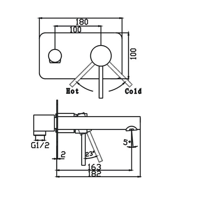 HC Ideal Black Round Wall Mixer With Outlet