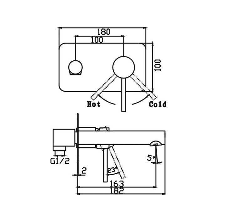 HC Ideal Brushed Gold Round Wall Mixer With Outlet