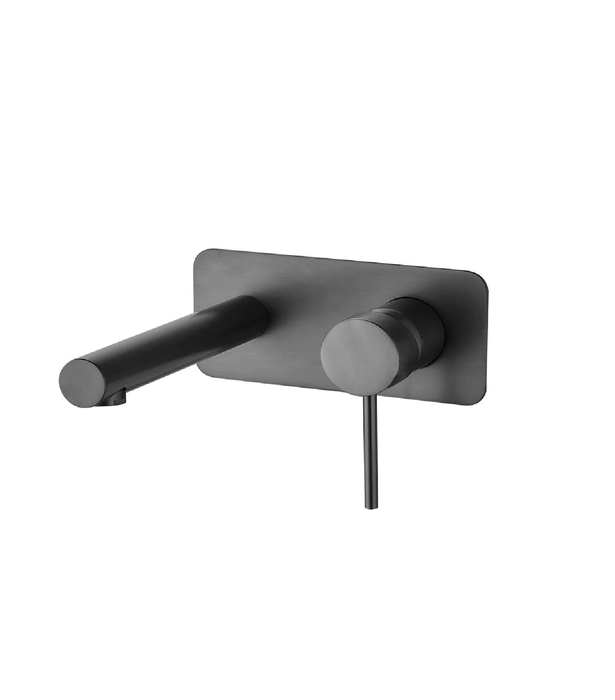HC Ideal Brushed Gun Metal Round Wall Mixer With Outlet