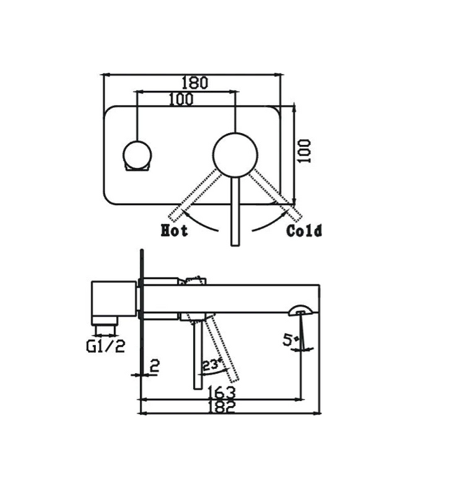 HC Ideal Brushed Gun Metal Round Wall Mixer With Outlet