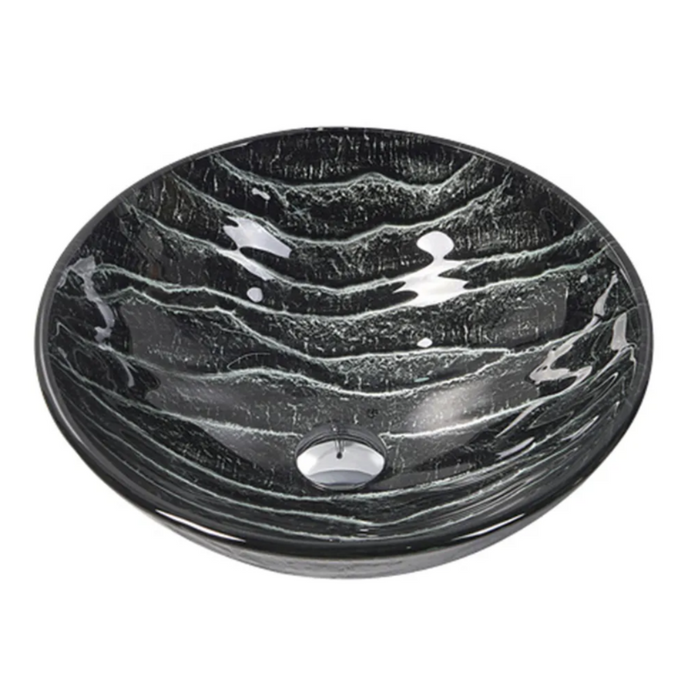 420*420*145mm Black Tempered Glass Round Above Counter Art Basin