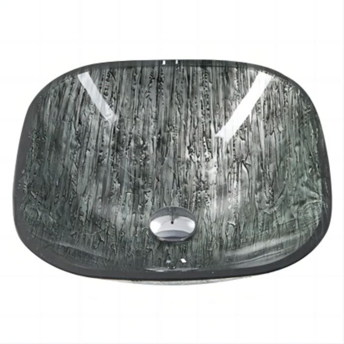 420*420*145mm Black Tempered Glass Square Above Counter Art Basin