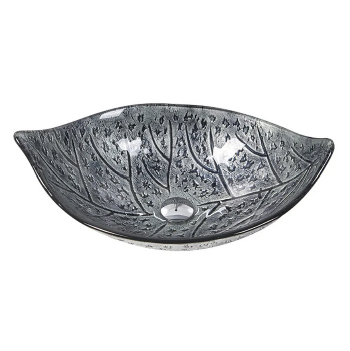 590*370*140mm Tempered Glass Leaf Specical Shape Above Counter Art Basin