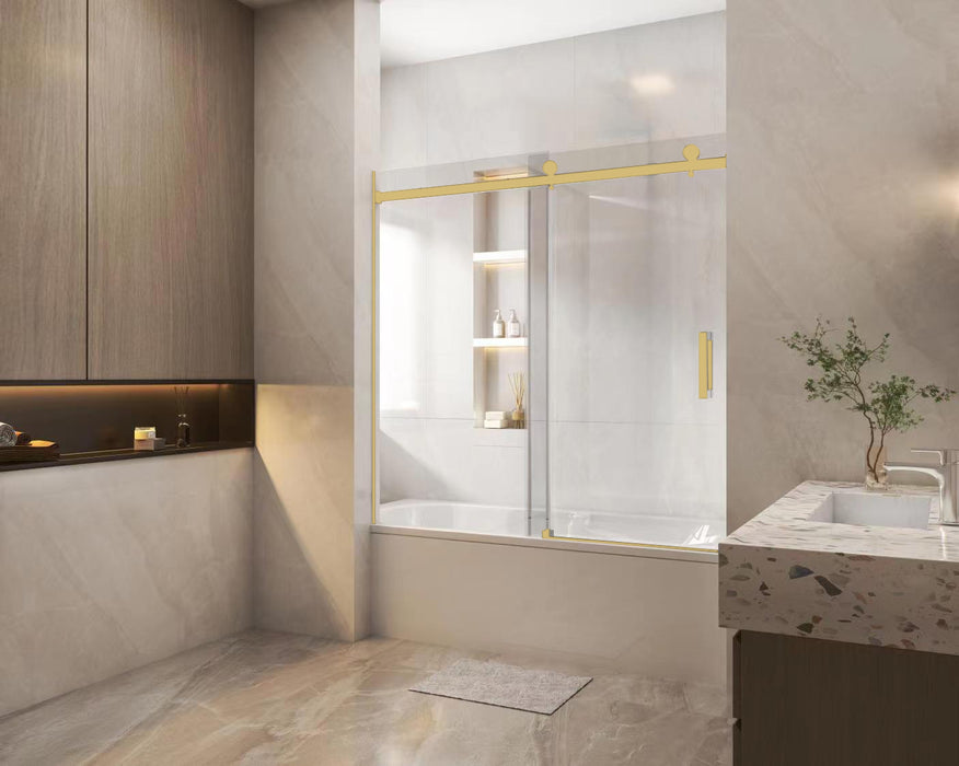1450-1800*1600mm Frameless Sliding Door Over Bathtub Shower Screens - HD reno