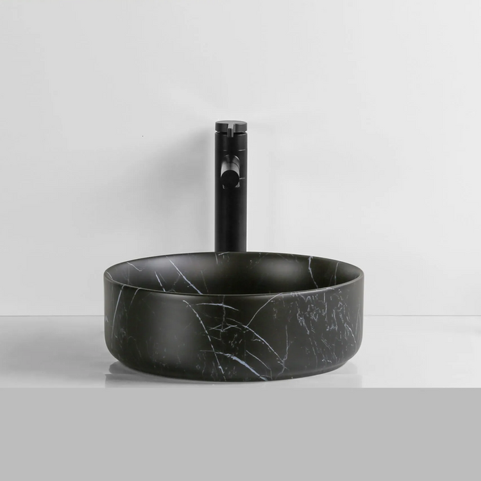 360*360*120mm Round Matte Black Carrara Ceramic Marble Art Basin