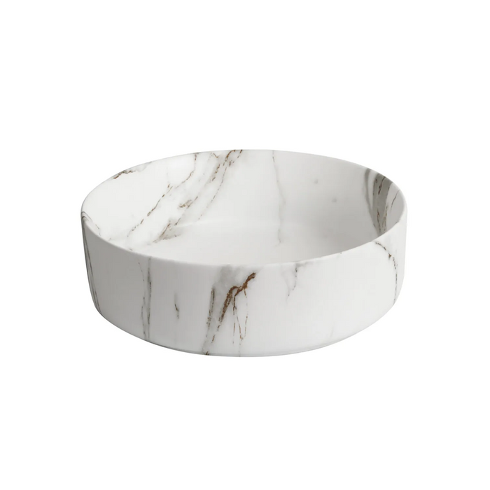 360*360*120mm Round Matte Carrara Ceramic Marble Art Basin