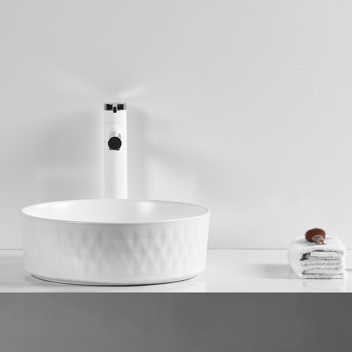 360*360*120mm Infinity Round Matt White Ceramic Above Counter Basin