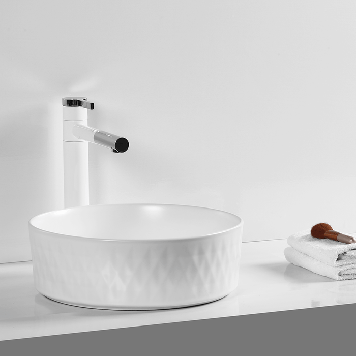 360*360*120mm Infinity Round Matt White Ceramic Above Counter Basin
