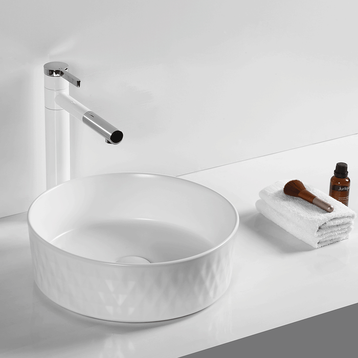 360*360*120mm Infinity Round Matt White Ceramic Above Counter Basin