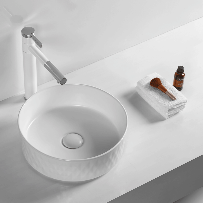 360*360*120mm Infinity Round Matt White Ceramic Above Counter Basin