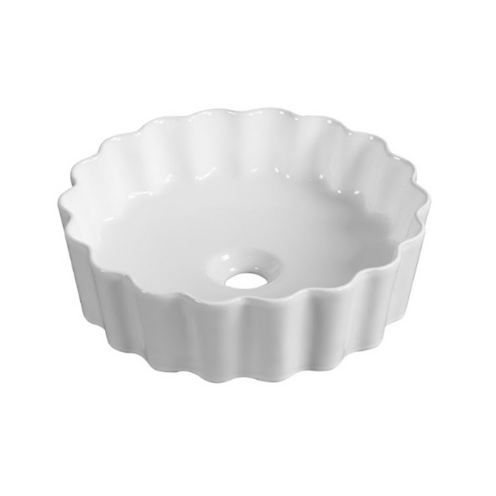 385*385*110mm Gloss White Ceramic Round Above Counter Art Basin