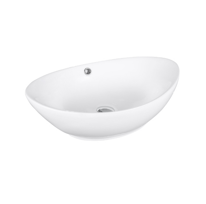 590*385*195mm Oval Gloss White Ceramic Above Counter Basin