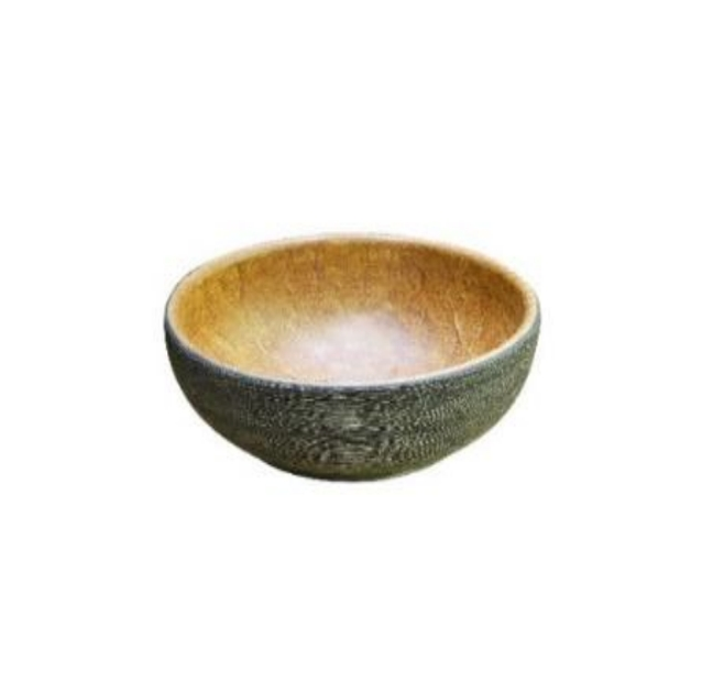 340*340*140mm Pumpkin and Green Exterior Porcelain Round Above Counter Art Basin
