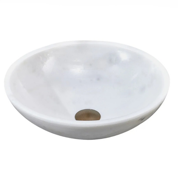 420*420*140mm White Stone Round Above Counter Art Basin