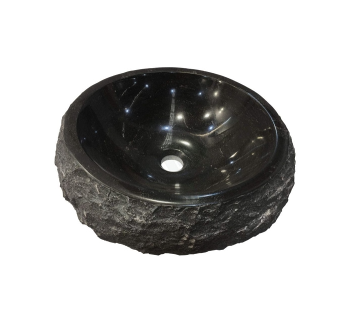 500*400*150mm Black Marble Stone Oval Above Counter Art Basin
