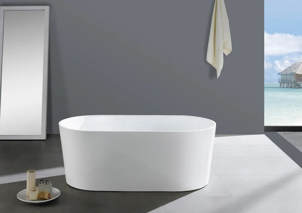 1205*700*550mm/1500*750*590mm/1690*780*580mm Orian Gloss White Acrylic Freestanding Bathtub No Overflow