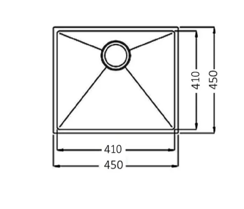 450*450*220mm INS AXON Gun Metal Brushed Finish Stainless Steel Single bowl Top/Under/Flush Mount  Sink