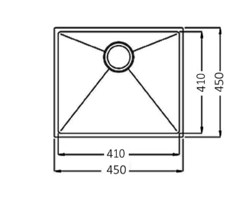 450*450*220mm INS AXON Brushed Finish Stainless Steel Single bowl Top/Under/Flush Mount Sink