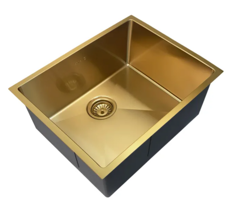 580*440*220mm INS AXON Brushed Gold Brushed Finish Stainless Steel Single bowl Top/Under/Flush Mount Sink