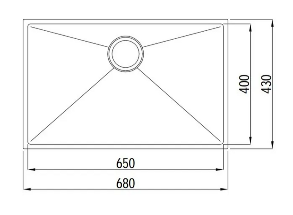 690*440*220mm INS AXON Brushed Finish Stainless Steel Single bowl Top/Under/Flush Mount Sink