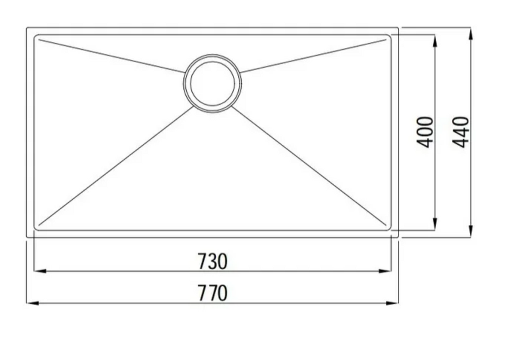 770*440*220mm INS AXON Brushed Finish Stainless Steel Single bowl Top/Under/Flush Mount Sink
