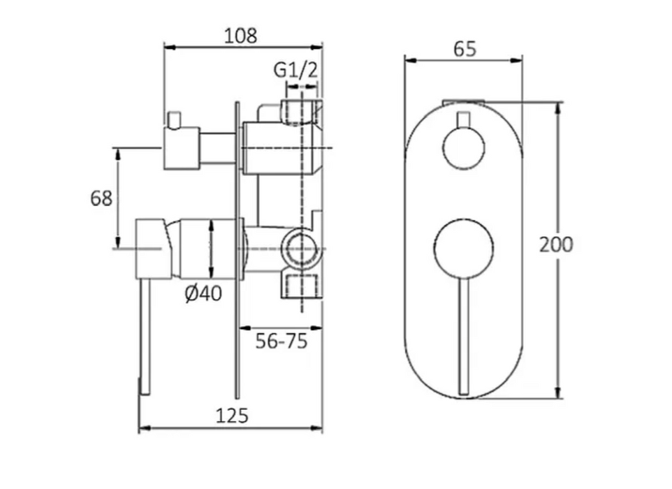 INS Roul Matt Black & Rose Gold Round Wall Diverter Mixer
