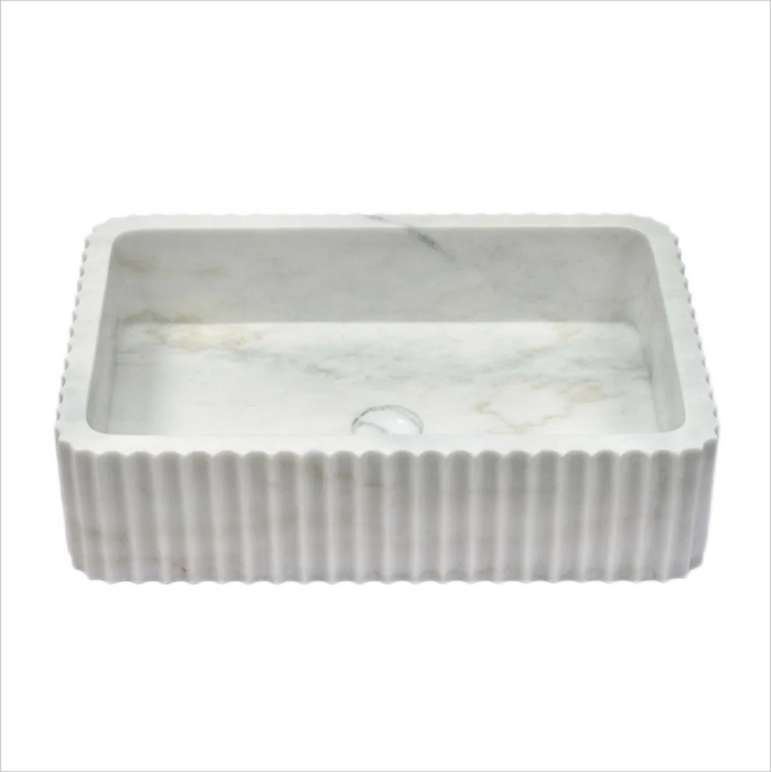 600*400*150mm Matte White Marble Stone Rectangle Above Counter Art Basin