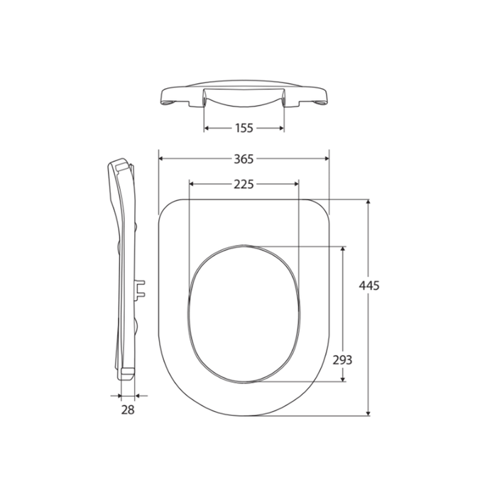 445*365*30mm Fienza Stella Care Gloss Blue Toilet Seat