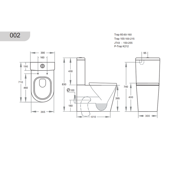 710*390*830mm Poseidon Stella Rimless Back To Wall Smart Toilet