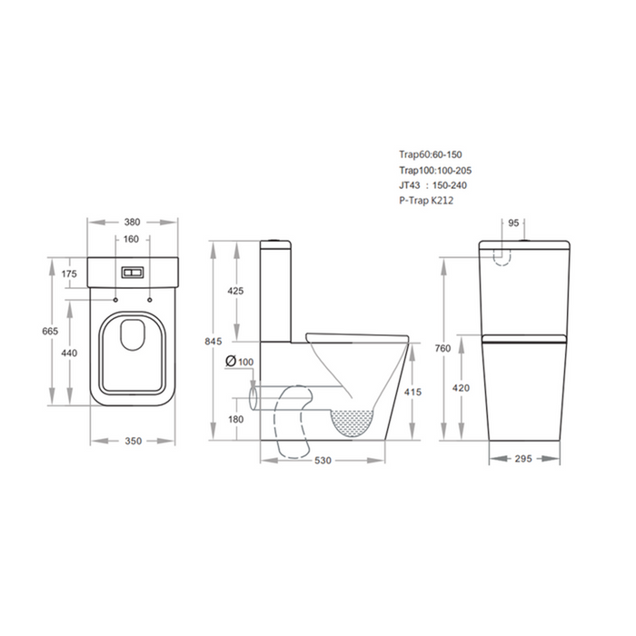 655*380*845mm Poseidon Qubist Ceramic Gloss Black Box Rim Back To Wall Toilet
