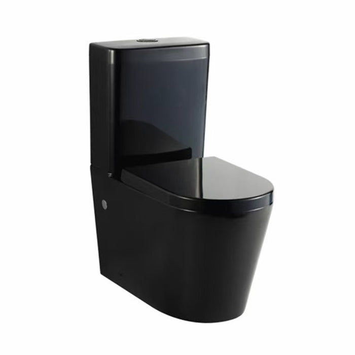 695*390*830mm Poseidon Kasey Gloss Black Box Rim Back To Wall Toilet