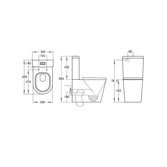 655*360*865mm Poseidon Vivid Gloss White Tornado Back To Wall Toilet
