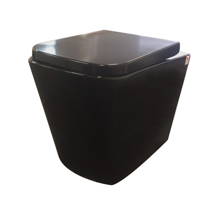 595*345*410mm Poseidon Qubist Gloss Black Box Rim Wall Faced Floor Pan