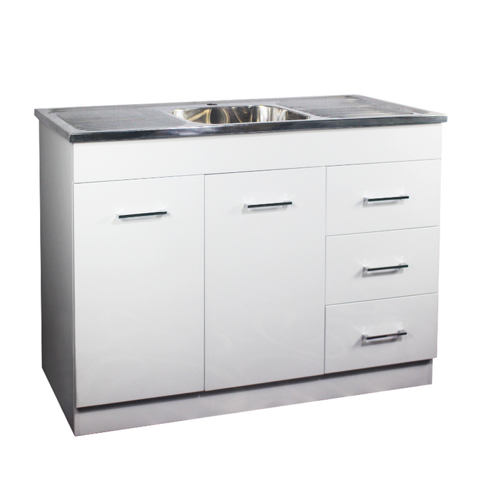 1180*485*900mm Poly White 304 Stainless Laundry Sink with PVC Cabinet