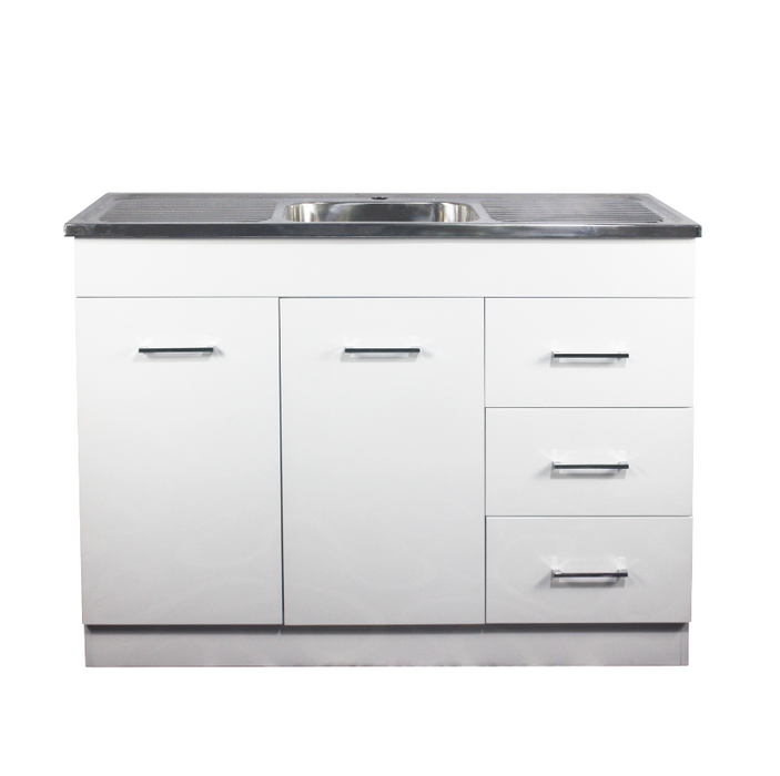 1180*485*900mm Poly White 304 Stainless Laundry Sink with PVC Cabinet