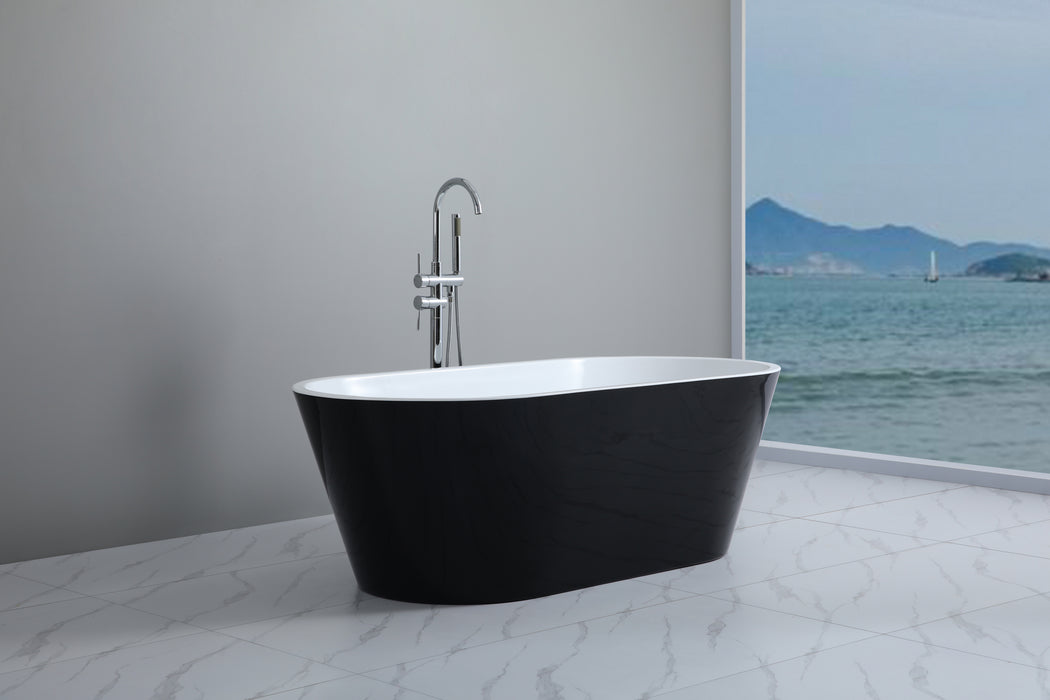 1200-1700*710*550mm Poseidon OBT Gloss White/Gloss Black Oval Acrylic Freestanding Bathtub