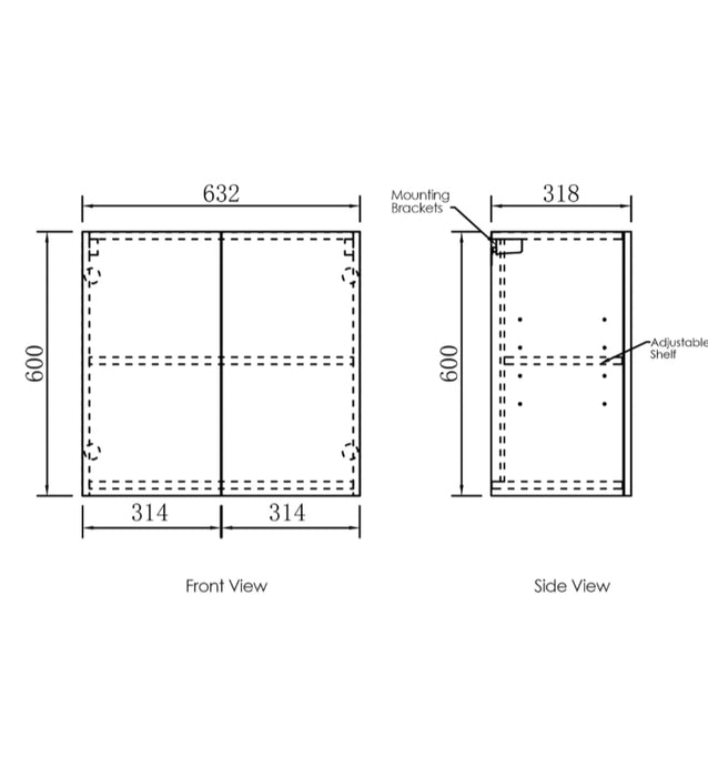 1305*600*2100mm Otti Byron/Bondi Laminated Black Oak Moisture Resistant Plywood Laundry Kit