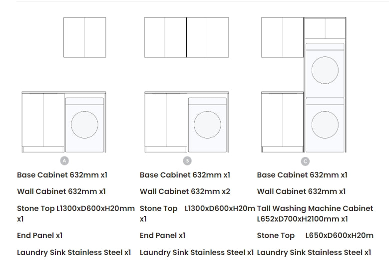 1305*600*2100mm Otti Byron/Bondi Laminated Black Oak Moisture Resistant Plywood Laundry Kit