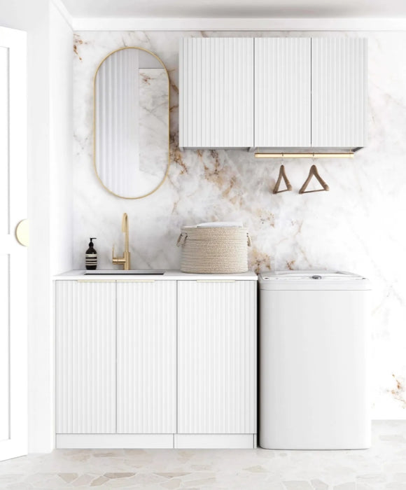1715*600*2100mm Otti Noosa Matt White Fluted Moisture Resistant Plywood Laundry Kit