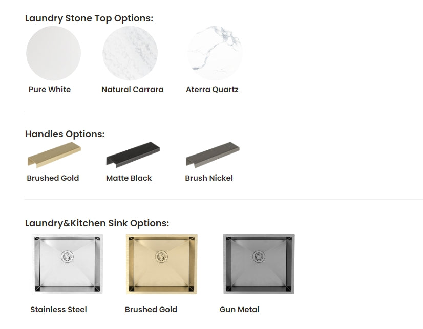 1305*600*2100mm Otti Marlo Matt Black Fluted Moisture Resistant Plywood Laundry Kit