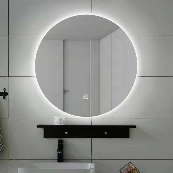 600*600*5mm Mercio Frameless Copper-free Glass Round Pencil Edge LED Mirror